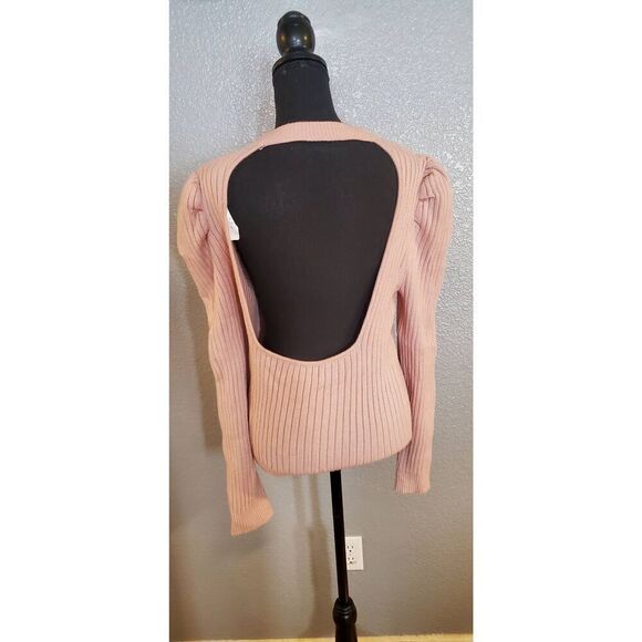 ASTR the Label Back Cut-Out Sweater Rose Pink | Trendy Open-Back Knit Top - Picture 10 of 13